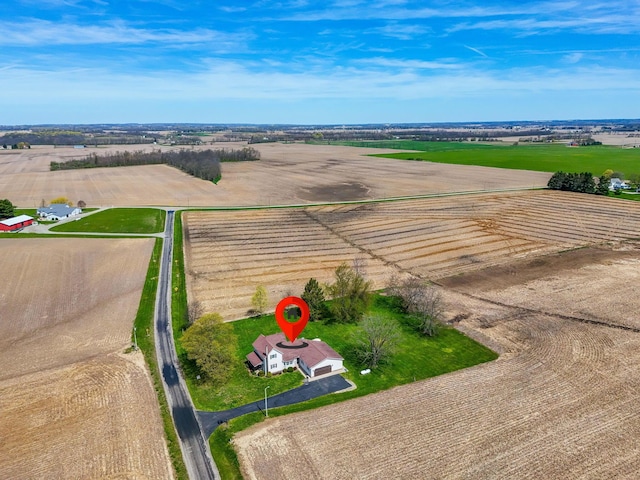 drone / aerial view with a rural view