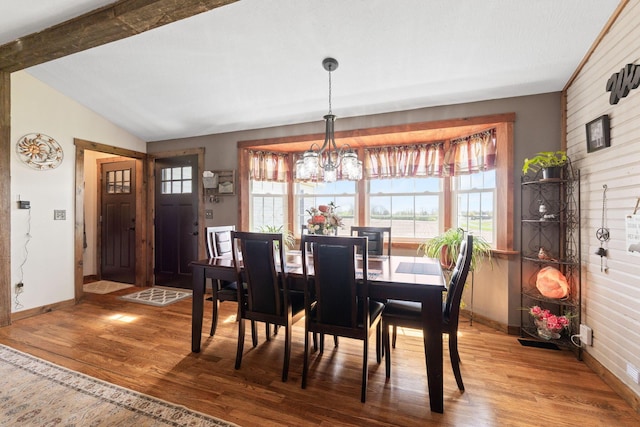 dining room with wood finished floors, baseboards, and a healthy amount of sunlight