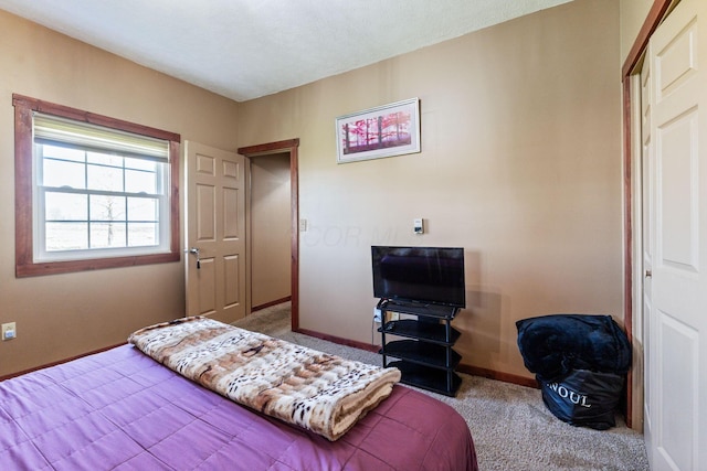 bedroom featuring baseboards and carpet flooring