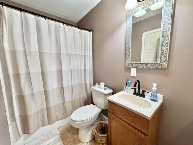 full bath featuring tile patterned flooring, toilet, and vanity