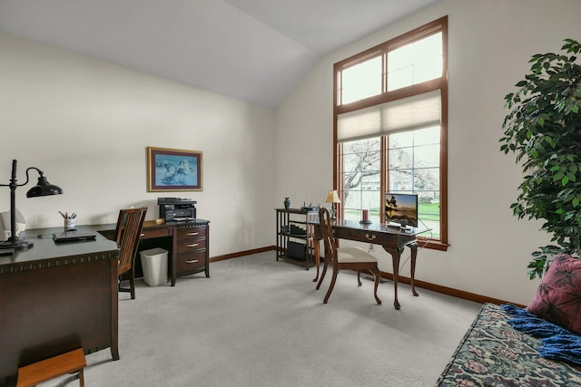 12372 Brook Forest Cir NW, Pickerington, OH 43147 - office with light colored carpet, baseboards, and lofted ceiling