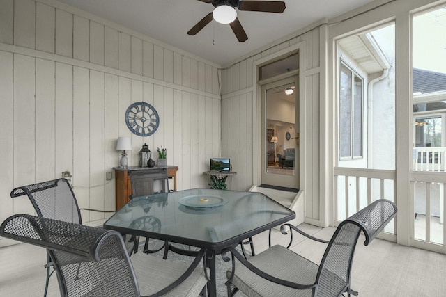 12372 Brook Forest Cir NW, Pickerington, OH 43147 - sunroom / solarium featuring a ceiling fan and outdoor dining area