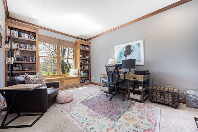6707 Meadow Glen Dr S, Westerville, OH 43082 - carpeted office with baseboards and ornamental molding