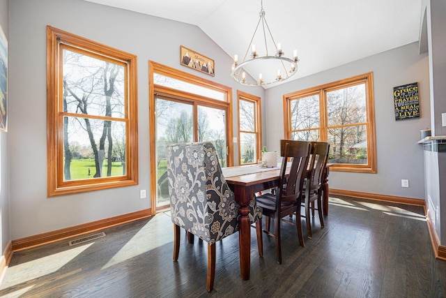 6707 Meadow Glen Dr S, Westerville, OH 43082 - dining area featuring baseboards, visible vents, a chandelier, and plenty of natural light