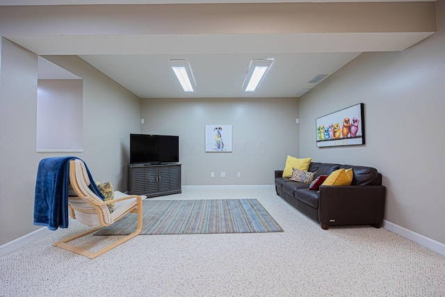 6707 Meadow Glen Dr S, Westerville, OH 43082 - living room featuring carpet floors, visible vents, and baseboards