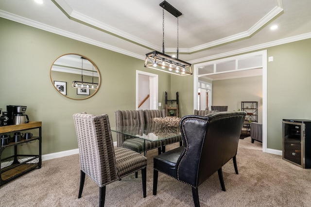 478 Riverbend Ave, Powell, OH 43065 - dining area featuring baseboards, carpet flooring, and a raised ceiling