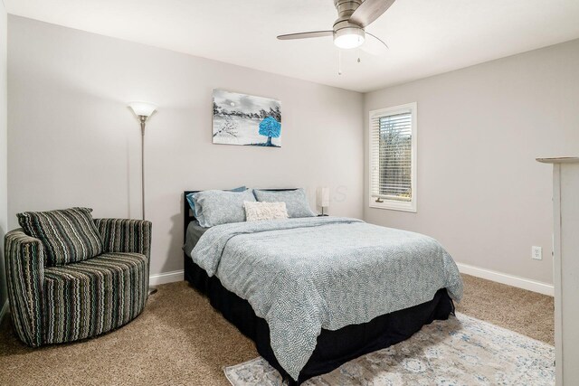 478 Riverbend Ave, Powell, OH 43065 - bedroom with light carpet, a ceiling fan, and baseboards