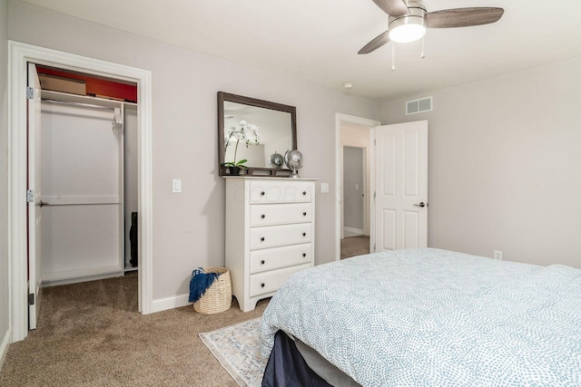 478 Riverbend Ave, Powell, OH 43065 - carpeted bedroom featuring a closet, visible vents, a ceiling fan, and baseboards
