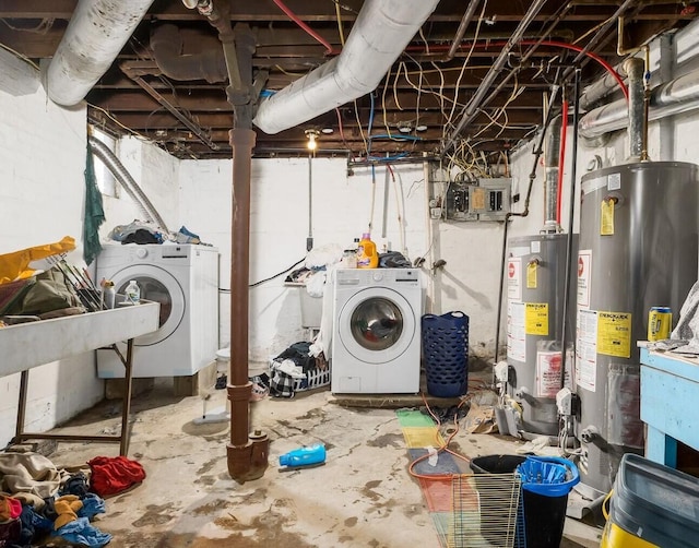 1282-1284 Linwood Ave, Columbus, OH 43206 - unfinished below grade area with electric panel, washer / clothes dryer, and water heater
