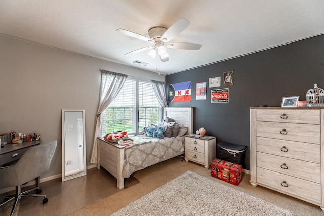 8181 Trail Lake Dr, Powell, OH 43065 - bedroom with baseboards, a ceiling fan, visible vents, and carpet