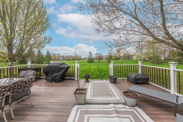 8181 Trail Lake Dr, Powell, OH 43065 - wooden terrace featuring a lawn and a grill