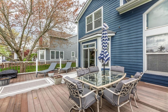 8181 Trail Lake Dr, Powell, OH 43065 - wooden terrace featuring outdoor dining space