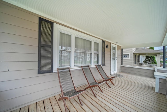 wooden terrace with covered porch