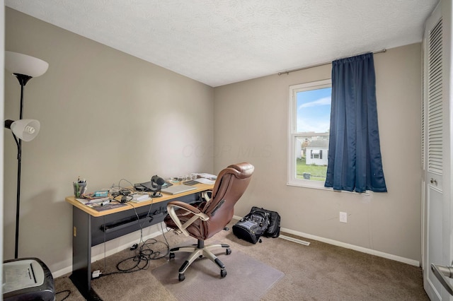 2495 Hingham Ln, Columbus, OH 43224 - home office with baseboards, carpet floors, and a textured ceiling