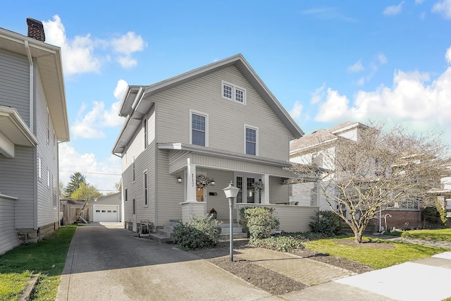 117 Fairfield Ave, Newark, OH 43055 - traditional style home with a garage, an outbuilding, and covered porch