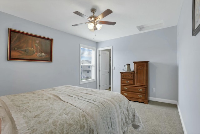 114 Hummock Dr, Etna, OH 43062 - carpeted bedroom with attic access, a ceiling fan, and baseboards