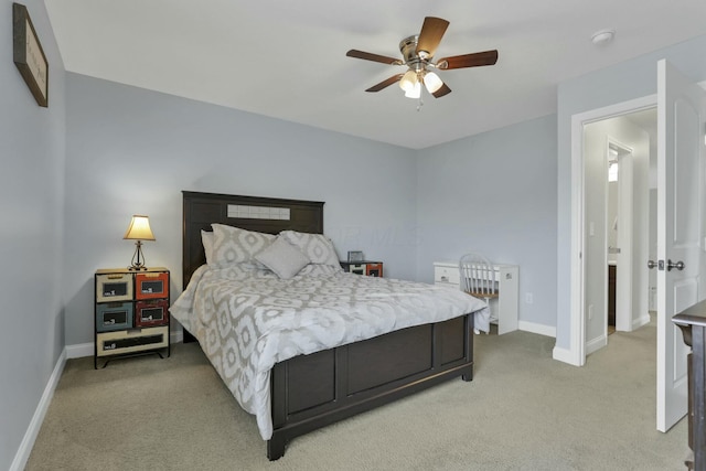114 Hummock Dr, Etna, OH 43062 - bedroom featuring ceiling fan, baseboards, and light colored carpet