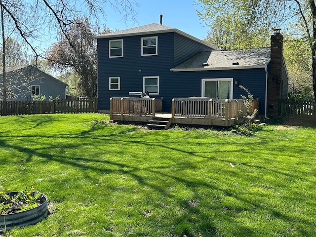 604 Forestwood Dr, Gahanna, OH 43230 - back of property featuring a wooden deck and a chimney