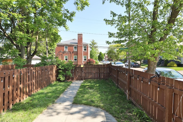 view of yard featuring fence private yard