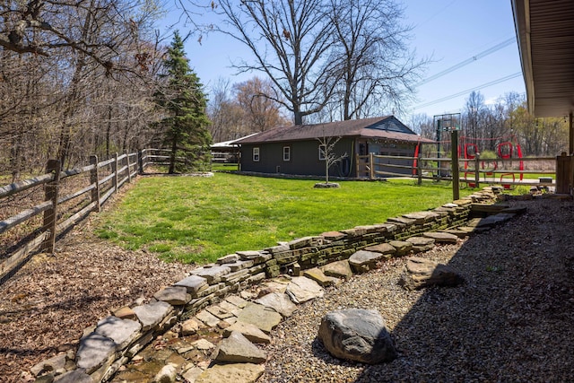 9704 Loudon St, Johnstown, OH 43031 - view of yard with an outdoor structure and fence