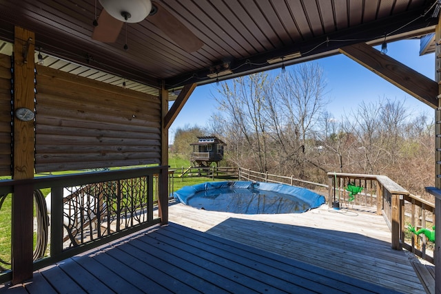 9704 Loudon St, Johnstown, OH 43031 - wooden terrace featuring a ceiling fan
