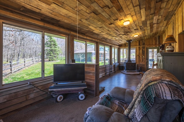 9704 Loudon St, Johnstown, OH 43031 - sunroom with a wood stove