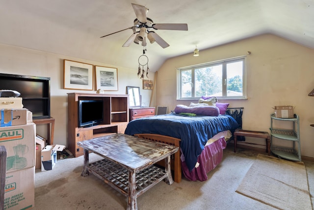 1479 Devonhurst Dr, Columbus, OH 43232 - bedroom with lofted ceiling, carpet, and a ceiling fan