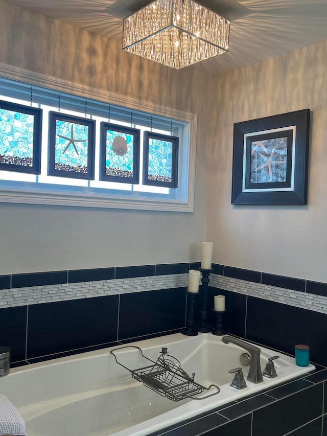 bathroom featuring a garden tub