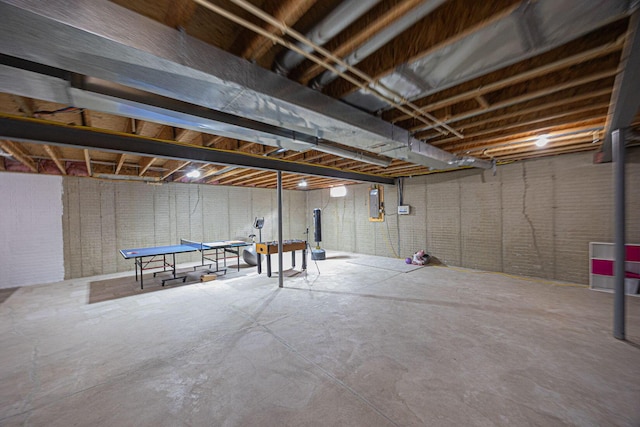 unfinished below grade area featuring electric panel