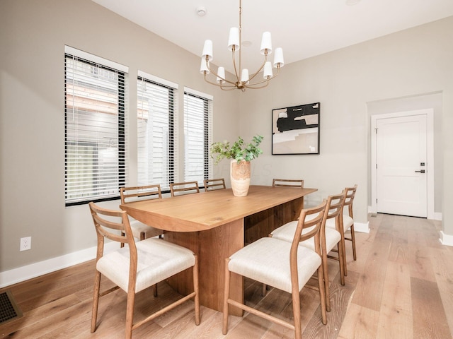 496 W 1st Ave, Columbus, OH 43201 - dining area featuring a chandelier, light wood-type flooring, and baseboards