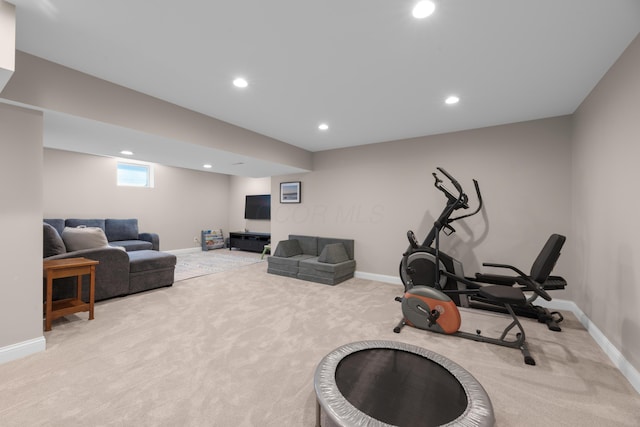 816 Kelburn Ln, Pickerington, OH 43147 - exercise area with recessed lighting, carpet floors, and baseboards