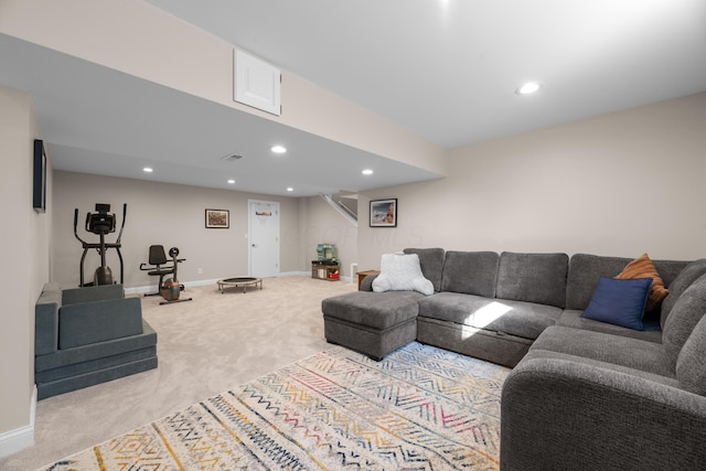 816 Kelburn Ln, Pickerington, OH 43147 - living room featuring recessed lighting, baseboards, and light carpet