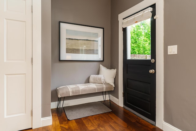 129 Jackson St, Columbus, OH 43206 - entryway with baseboards and wood finished floors