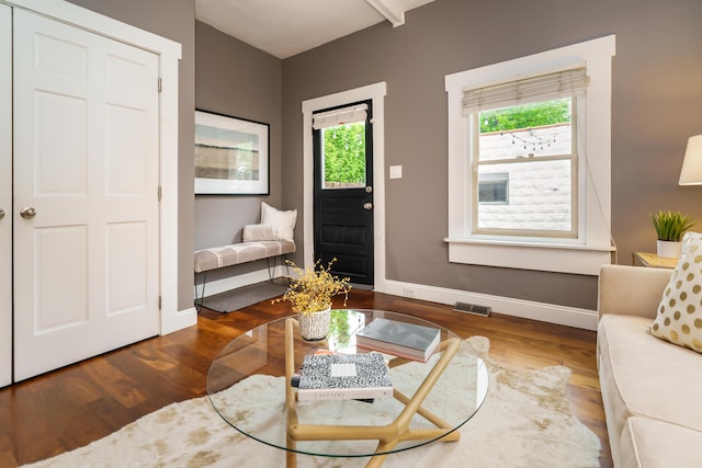 129 Jackson St, Columbus, OH 43206 - living area featuring baseboards and wood finished floors