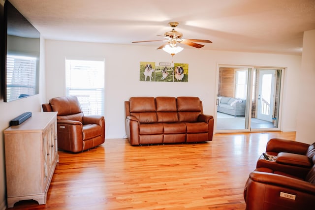 17920 Miller Rd, Richwood, OH 43344 - living room with ceiling fan and light wood finished floors