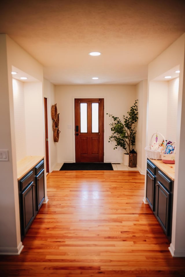 17920 Miller Rd, Richwood, OH 43344 - entryway with recessed lighting, light wood-style flooring, and baseboards