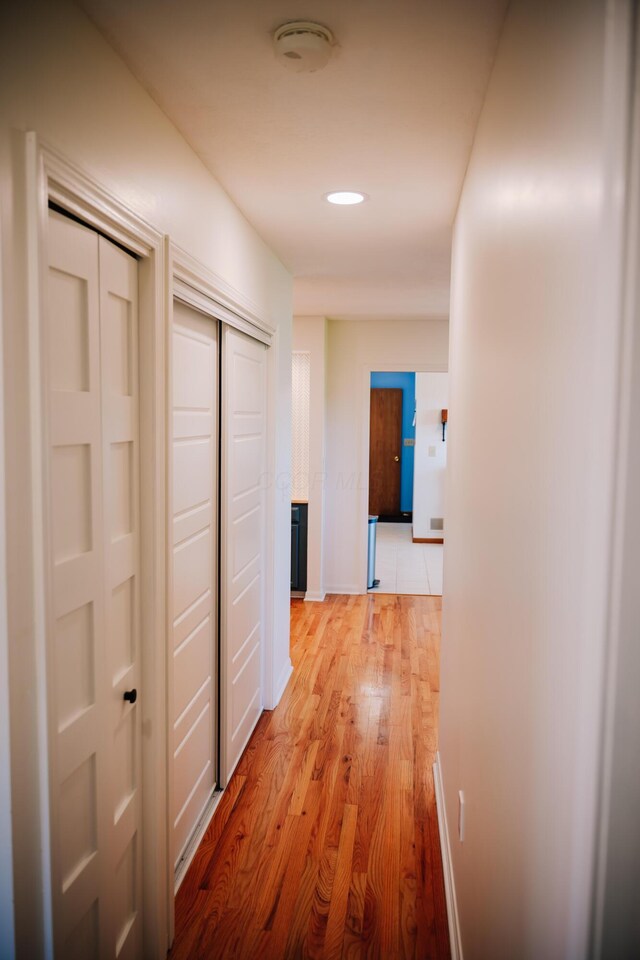 17920 Miller Rd, Richwood, OH 43344 - hallway with recessed lighting, light wood-style floors, and baseboards