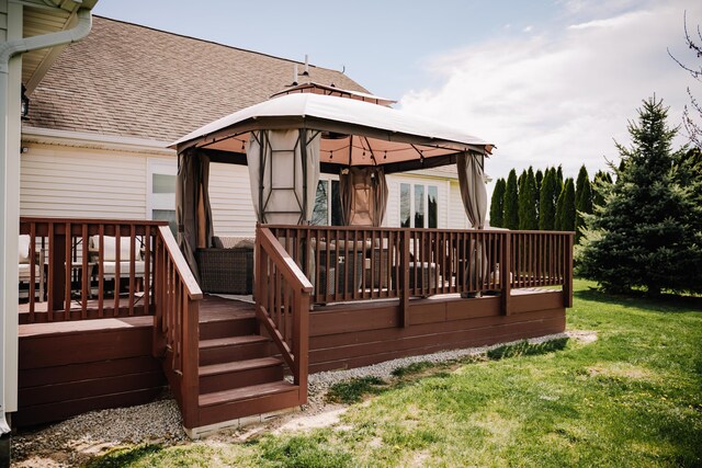 17920 Miller Rd, Richwood, OH 43344 - wooden deck featuring a gazebo and a yard