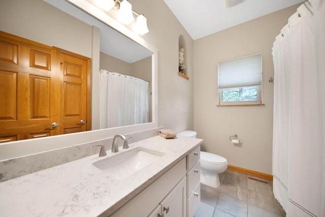 2882 Kool Air Way, Columbus, OH 43231 - full bathroom featuring tile patterned floors, toilet, baseboards, visible vents, and vanity