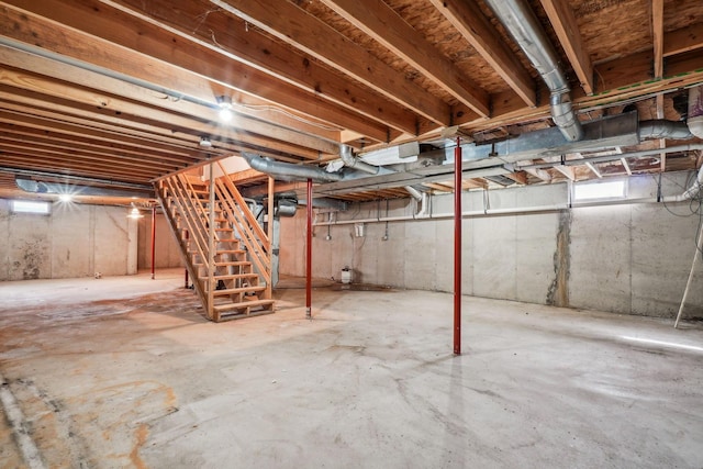 basement with stairs