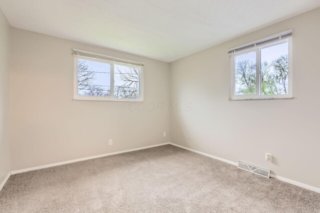 carpeted empty room featuring healthy amount of natural light and baseboards
