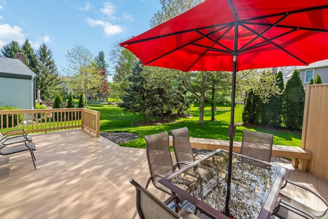 view of patio / terrace with outdoor dining area and a deck