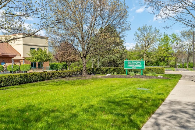 view of community featuring a yard