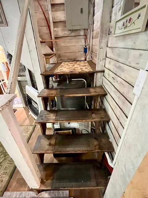 420 Twentyfirst St, Lancaster, OH 43130 - stairway featuring electric panel and wood walls