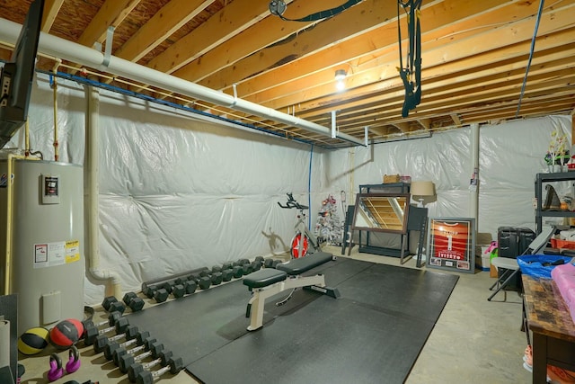 exercise room featuring electric water heater