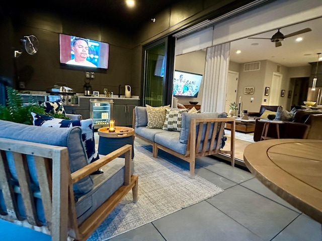 705 Civitas Ave Unit 402, Columbus, OH 43215 - cinema featuring beverage cooler, recessed lighting, and a ceiling fan