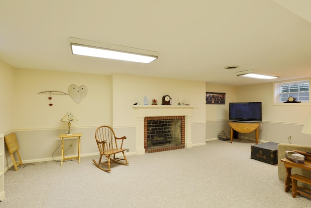536 E Allen St, Lancaster, OH 43130 - interior space featuring carpet floors, baseboards, and a brick fireplace