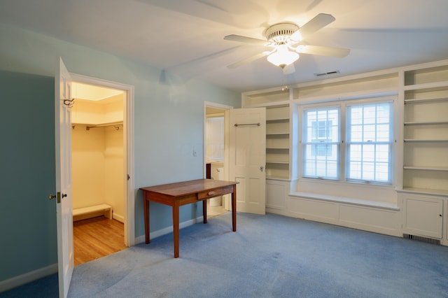 536 E Allen St, Lancaster, OH 43130 - unfurnished office featuring visible vents, baseboards, ceiling fan, and light carpet