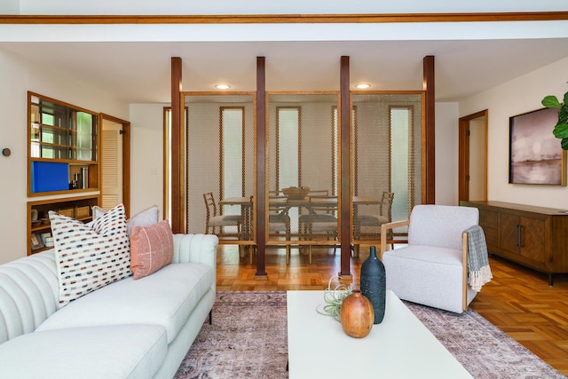 living area featuring recessed lighting