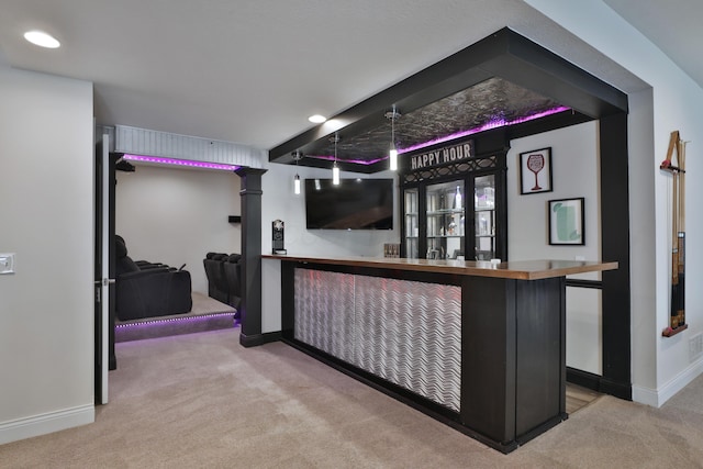 reception area with a community bar